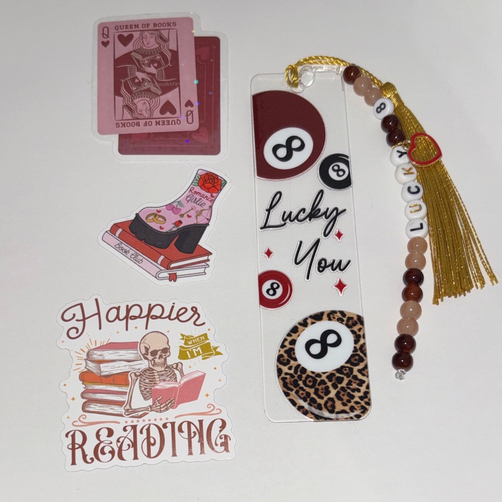 Lucky you Handcrafted Bookmark 🎱🐆❤️